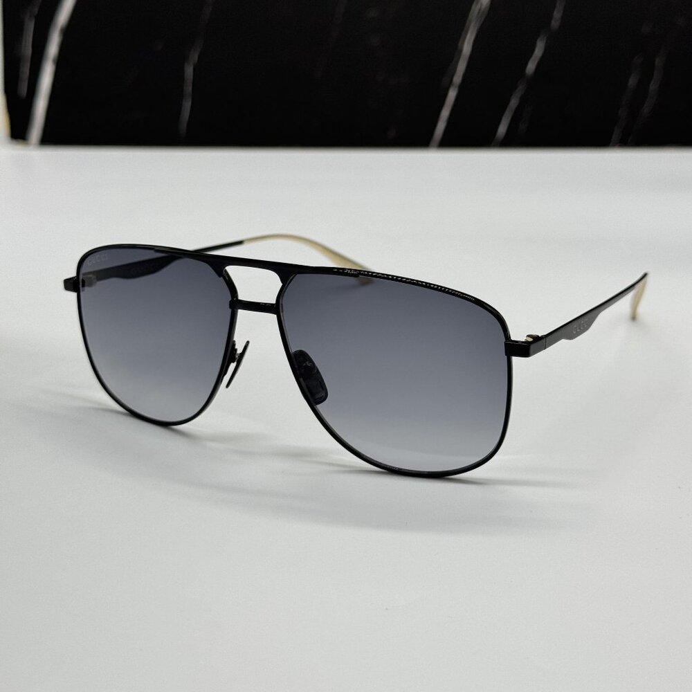 NEW GUCCI GG0336S 002 SUNGLASSES MEN BLACK/GRAY EYEWEAR - Picture 2 of 10